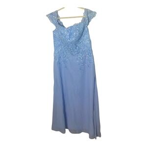 Bddhkw Light Blue Sequin Embroidered Lace Up Back Evening Gown Dress NEW Size 14